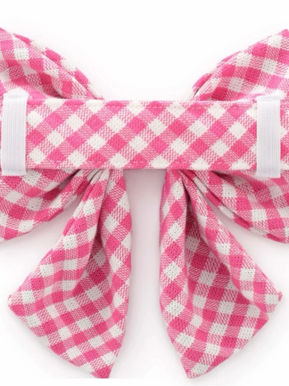 Hot Pink Gingham Lady Bow Dog Collar by foggy dog size large